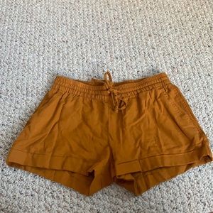 Mustard linen shorts
